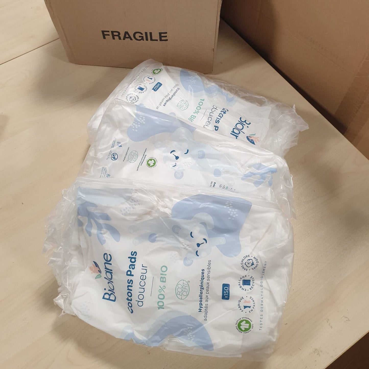 275644 - BIOLANE Pako me 3 Disqe Pambuku të Butë, 100% Organike, 150 Disqe, Për Lëkurë të Ndjeshme, Ndërrim Pelenash, Prodhuar në Francë