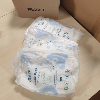 275644 - BIOLANE Pako me 3 Disqe Pambuku të Butë, 100% Organike, 150 Disqe, Për Lëkurë të Ndjeshme, Ndërrim Pelenash, Prodhuar në Francë