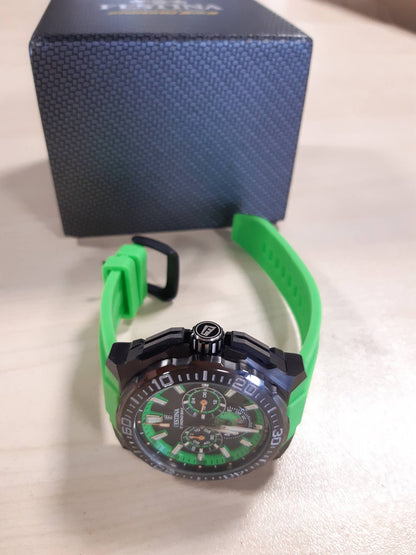 276041 - FESTINA Orë analoge për meshkuj, Rrip gome jeshil, Mekanizëm kuarci, Kronograf, Datë, 20 ATM, F20725/3 Chrono Bike