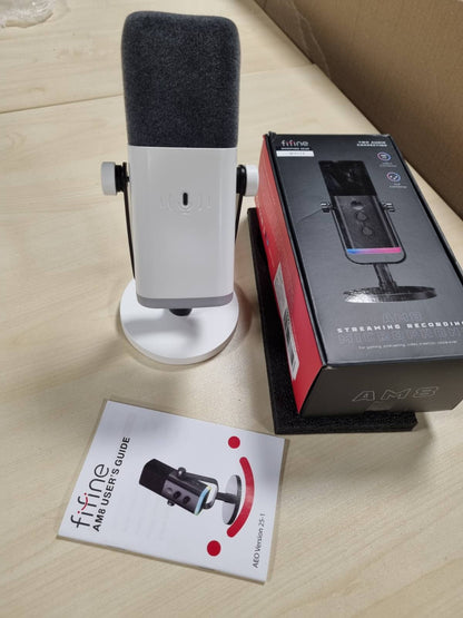 276364 - FIFINE Mikrofon Dinamik Transmetues USB/XLR për PC, Mikrofon Kardioid RGB për Lojëra, Podcasting, Transmetim, Regjistrim Zëri, për PS4/5 Mac PC Mixer Karta Zëri - E Bardhë