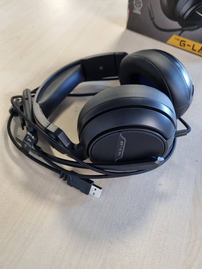 276423 - G-LAB Kufjet e Lojërave Korp Thallium - Sound Surround Dixhital USB 7.1, Mikrofon me Anulim Zhurme, RGB LED - Kompatibël me PC, PS4, PS5, E Zezë