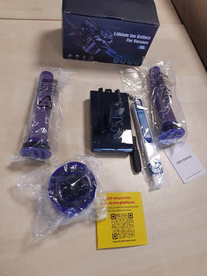 276515 - MORPILOT Bateri 8000mAh për Dyson V6 DC62 SV03 Animal Pro Fluffy Absolute Trigger SV09 SV05 SV06 SV07 DC59 DC61 DC58 DC72 DC74, me 2 parafiltra, 1 postfiltër dhe kaçavidë