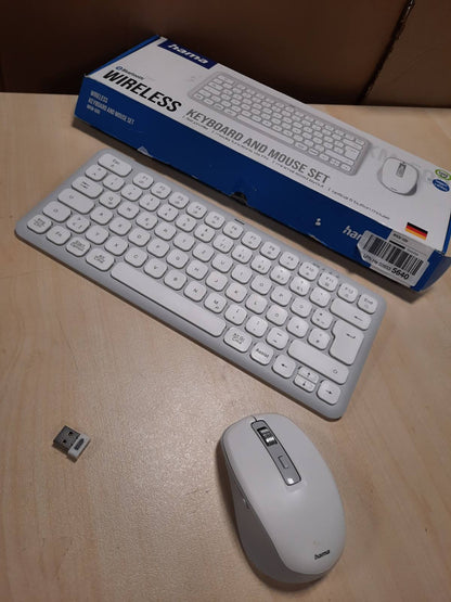 276527 - HAMA, set tastiere dhe mausi pa tel, Bluetooth, për PC, smartphone, tablet, i vogël, me bateri, taste të qeta me gërshërë, paraqitje gjermane QWERTZ