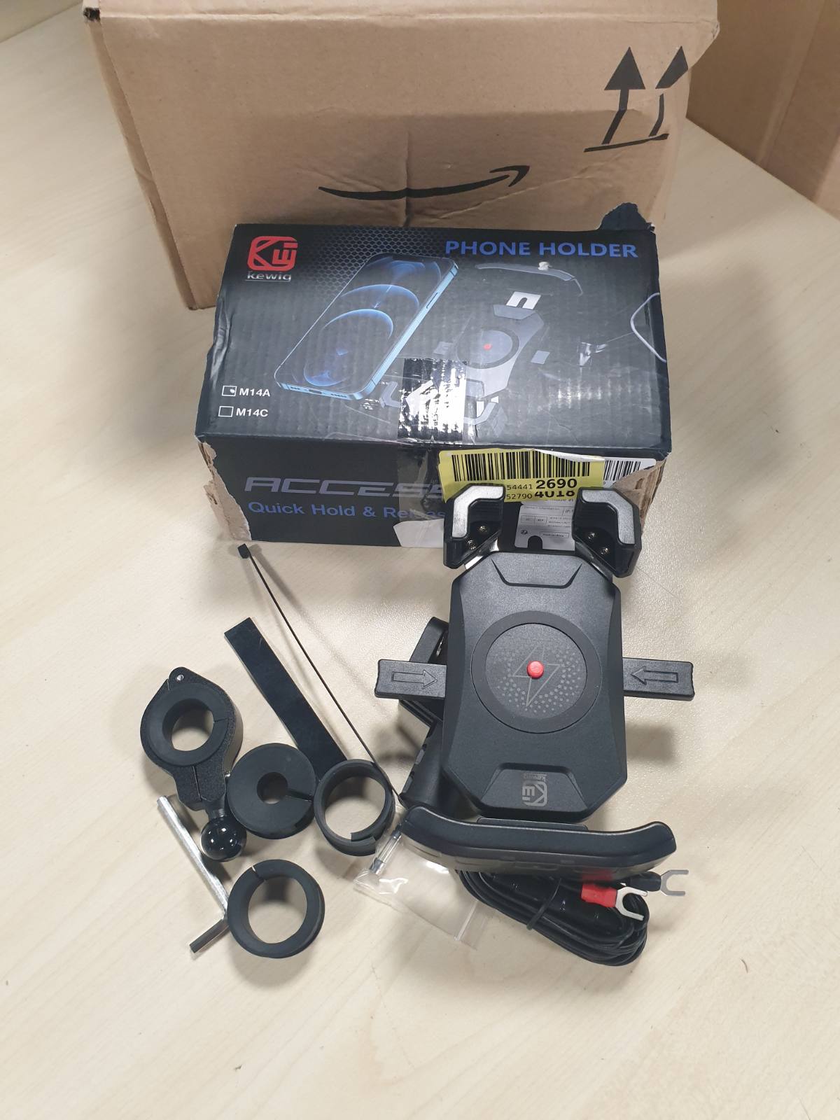 276530 - KEWIG Mbajtëse telefoni për biçikletë, 15W pa tel dhe USB-C 20W, e rrotullueshme 360°, e papërshkueshme nga uji, e përshtatshme për telefona 4-7 inç