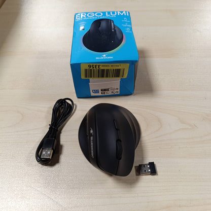 276569 - BLUESTORK Maus Vertikal Pa Tel Ergonomik për Përdoruesit e Dorës së Majtë, Marrës Bluetooth ose USB, 800-2400 DPI, 6 Butona, LED RGB, Përshtatje për PC/Mac/iPad/Tablet