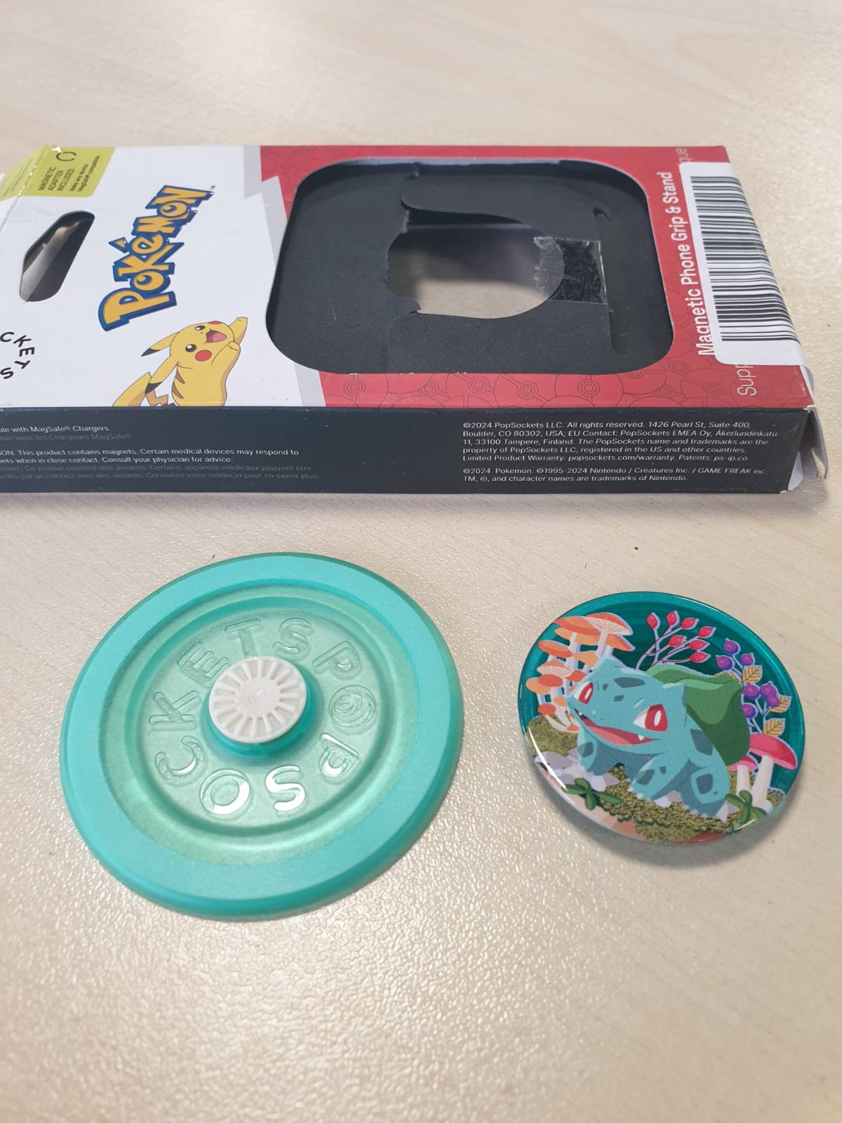 276764 - PopSockets: PopGrip Round për MagSafe | Unazë Adaptori për MagSafe e Përfshirë | Mbështetëse dhe Dorezë për Telefona | Pokémon - Bulbasaur Mint