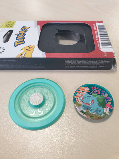 276764 - PopSockets: PopGrip Round për MagSafe | Unazë Adaptori për MagSafe e Përfshirë | Mbështetëse dhe Dorezë për Telefona | Pokémon - Bulbasaur Mint