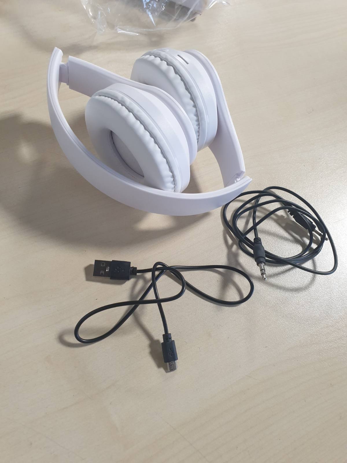 277062 - ZZOSRDR Kufje Bluetooth Mbi Vesh, Kufje Pa Tel të Lehta të Palosshme, me Mikrofon të Integruar, FM, SD/TF për Kurse Online, Zyrë, PC, Telefon (Të Bardha)