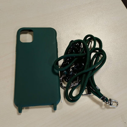 277126 - EMLIVI Mbrojtëse për iPhone 11 me Byzylyk, Rrip Shpate prej Najloni, Mbulesë Silikoni me Kordon për t’u Mbajtur Rreth Qafës, Jeshile Ushtarake