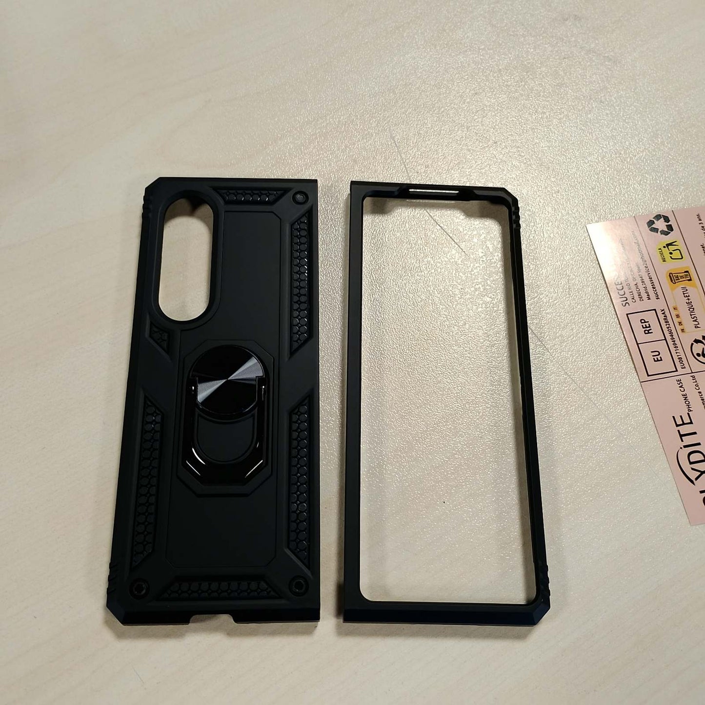 277140 - JOYTAG Mbrojtëse për Samsung Galaxy Z Fold 3 5G, Mbajtëse unaze prej silikoni TPU që rrotullohet 360 gradë, e zezë
