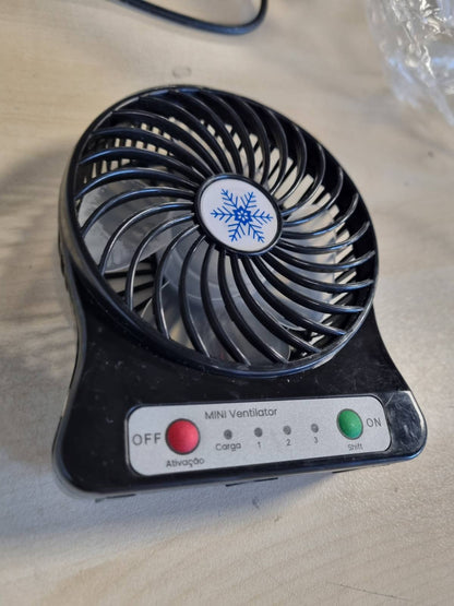 277147 - Palm-Leaf Ventilator, 3 Shpejtësi, Mini USB Ftohës Tavoline Portativ i Rikarikueshëm për Shtëpi dhe Zyrë, i Zi
