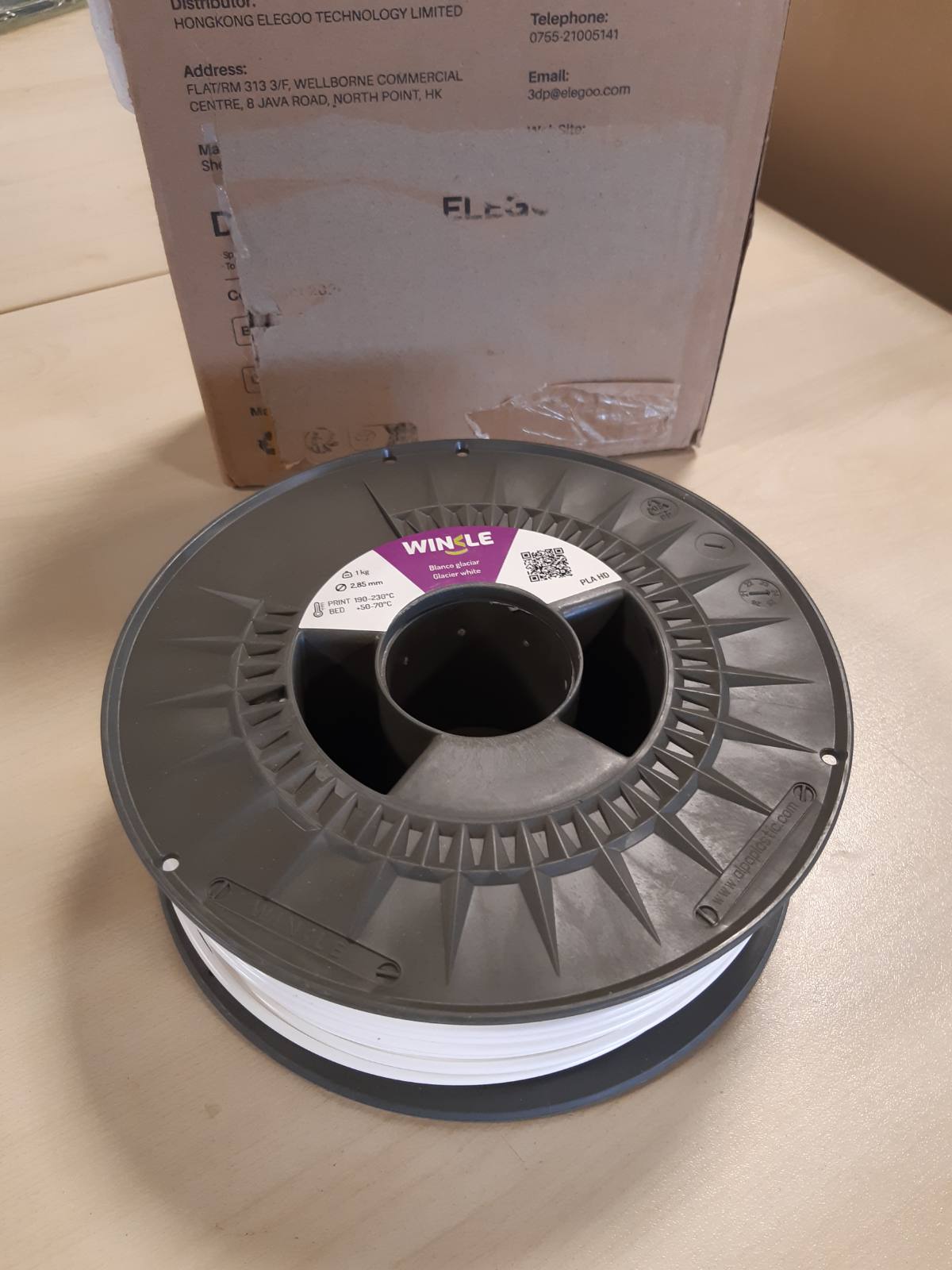 277153 - ELEGOO PLA Filament 1.75 1KG i Bardhë, Filament për Printer 3D, Saktësi Dimensionale +/- 0.02 mm