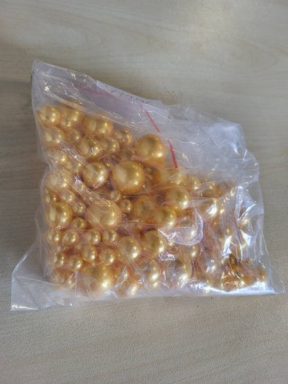 277196 - FENGCHUANG Rruaza Vazo Lundruese 150 copë, Rruaza të Rrumbullakëta Saten me Shkëlqim, 8/14/20 mm, Dekor Dasme (ari)