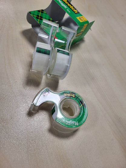 277204 - SCOTCH Shirit ngjitës Magic - 3 shpërndarës dore 19 mm x 7.5 m - Shirit ngjitës i padukshëm për riparimin, etiketimin dhe vulosjen e dokumenteve