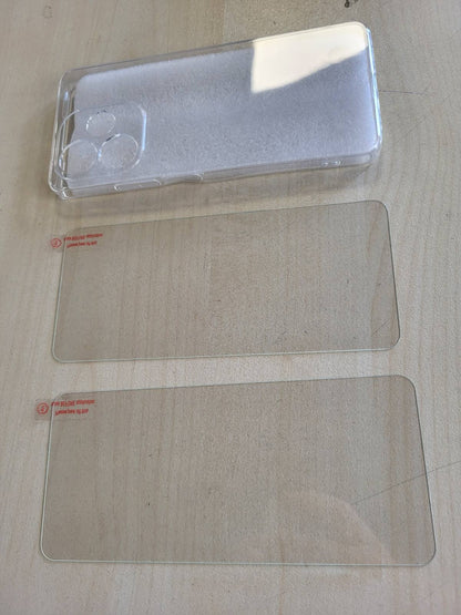 277250 - PHOONA Mbrojtëse për OPPO A5 Pro 4G/5G me 2 mbrojtëse ekrani prej qelqi të temperuar, Mbrojtëse prej silikoni transparent TPU, rezistente ndaj goditjeve dhe gërvishtjeve