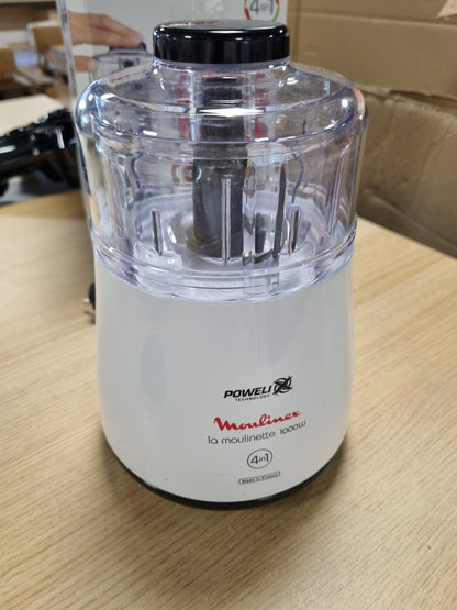 277379 - MOULINEX Makinë Elektrike për Prerje Ushqimi, 1000W, për mish, perime, erëza, hudhër, qepë, fruta të thara, prodhuar në Francë, La Moulinette, E Bardhë DPA141