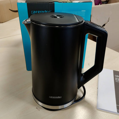 277437 - ARENDO Çajnik Çelik Inoks 1.5L, 2200W, kontroll temperature 40-100 gradë, dizajn me mure të dyfishta, i zi