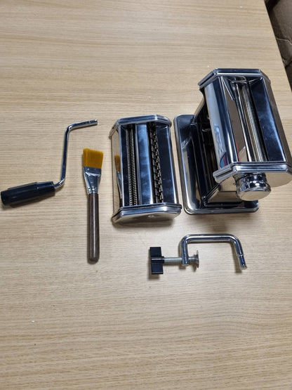 277482 - YASHE Makinë Makaronash | Përgatitëse Manuale | 7 Cilësime të Rregullueshme Trashësie | 2 Prerës Brumi | Çelik Inoks