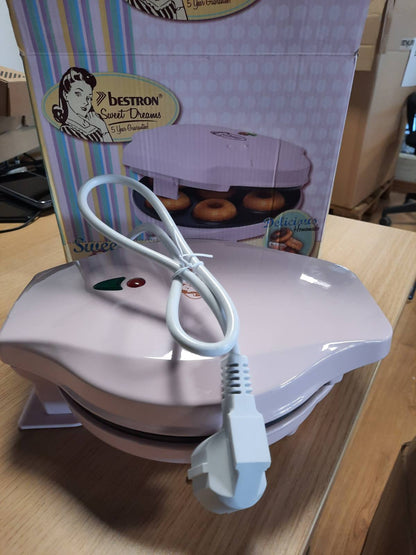 277485 - BESTRON Makinë për përgatitjen e petullave - Mini-makinë për petulla të vogla, Dritë treguese, Shtresë jo-ngjitëse, 700 W, Ngjyra: Rozë