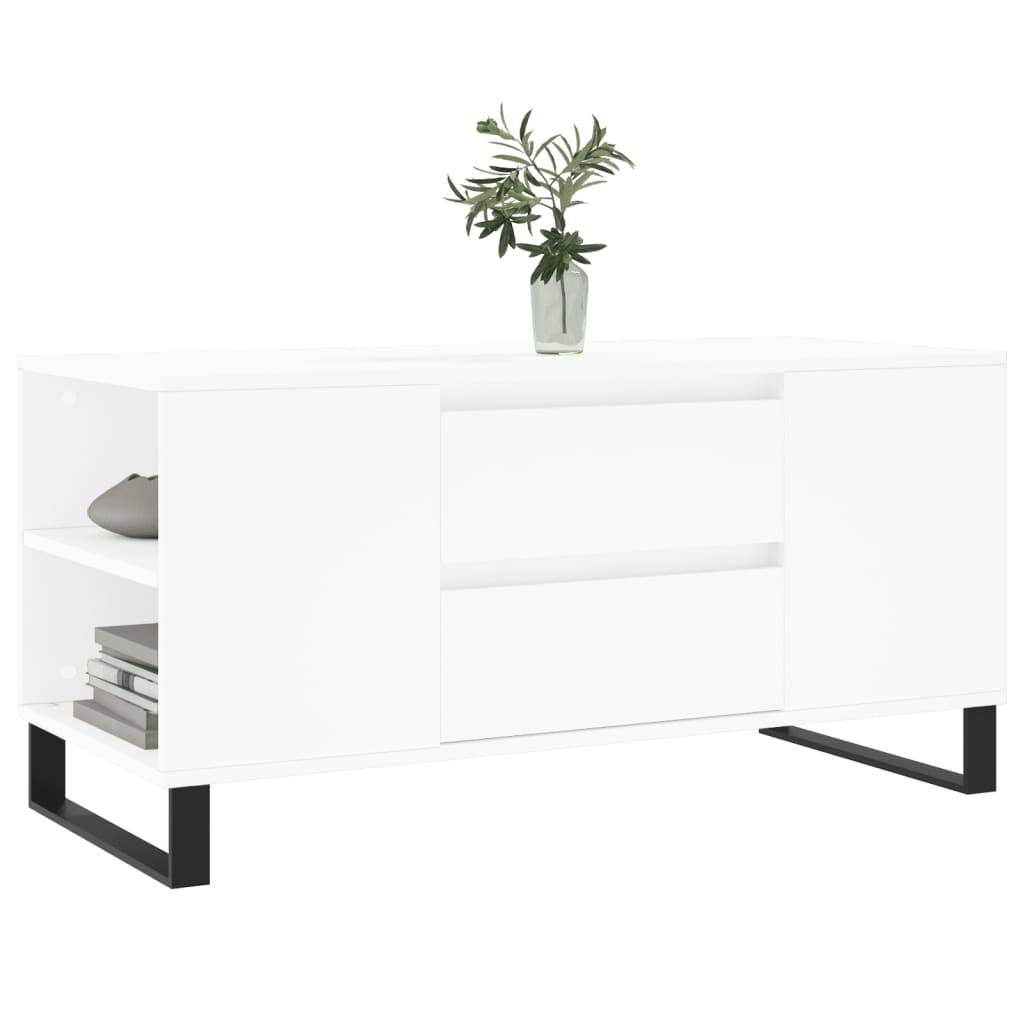 280035 - vidaXL Tavolinë Kafeje e Bardhë 102 × 44.5 × 50 cm, Dru i Përpunuar