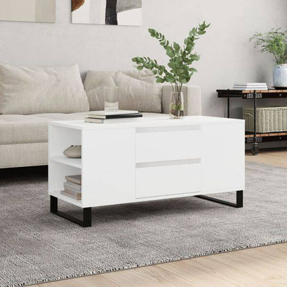 280035 - vidaXL Tavolinë Kafeje e Bardhë 102 × 44.5 × 50 cm, Dru i Përpunuar