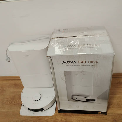 288055 - MOVA Fshesë me korrent dhe fshesë dyshemeje E40 Ultra, Fuqi 19000Pa, Teknologji MaxiReach, Furçë anësore kundër ngatërresës, Stacion gjithçka-në-një, Pastrim automatik 75 ditë, E bardhë
