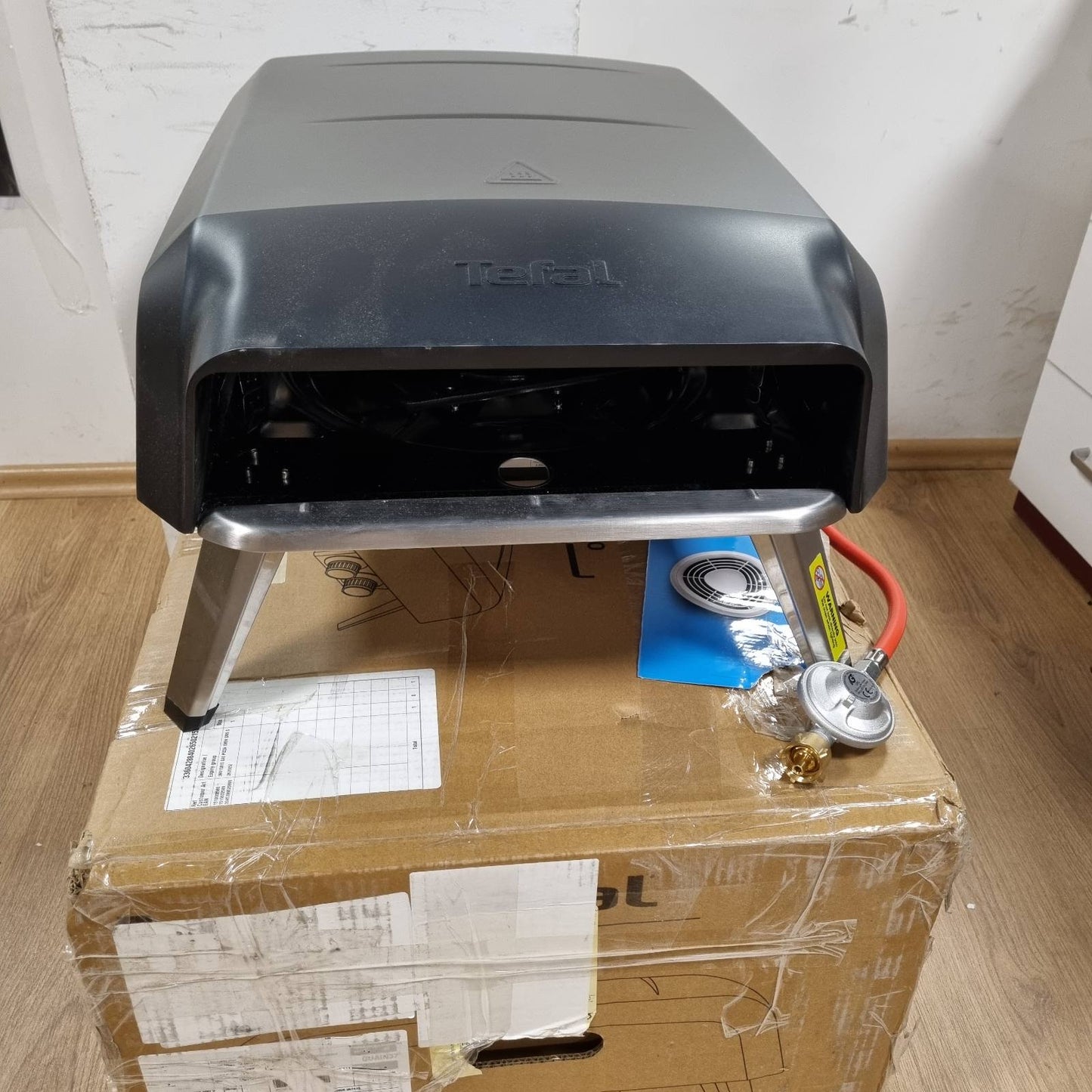288074 - TEFAL Furrë picash me gaz Pizza Pronto, deri në 400 °C, kontroll temperature, çelës ndezjeje/fikjeje, kontroll guri rrotullues, çelik inox, JM413015