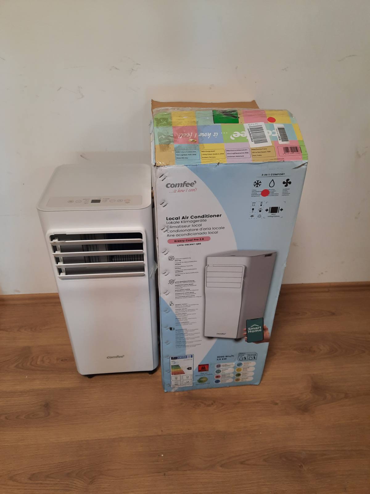 288170 - COMFEE Kondicioner Portativ Breezy Cool Pro 2.6, 9000 BTU 2.6kW, Ftohje, Ventilim dhe Heqje Lagështie, Kontroll me Aplikacion, Madhësi Dhome deri në 88m³ (33㎡), me Tub Shkarkimi [Klasa e Energjisë A]
