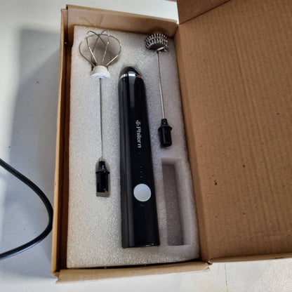 288198 - PHILORN Shkumëzues qumështi elektrik portativ me rrahëse të dyfishtë, rikarikueshëm USB, 3 shpejtësi, për kafe/late/kapuçino/vezë
