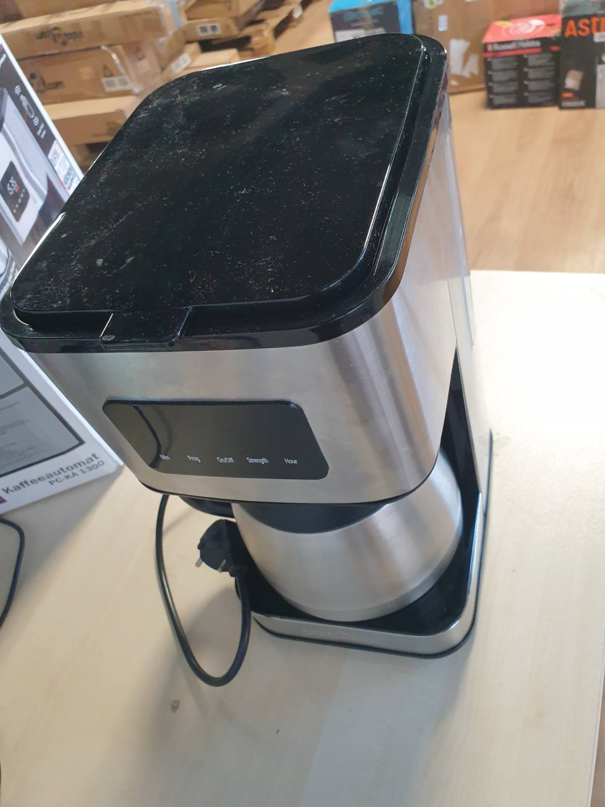 288314 - PROFICOOK® Aparat kafeje me termos, për deri në 10 filxhanë kafe, 900W, përzgjedhje aromash, ndalesë pikimi, me ekran ore, strehim çeliku inox, PC KA 1300
