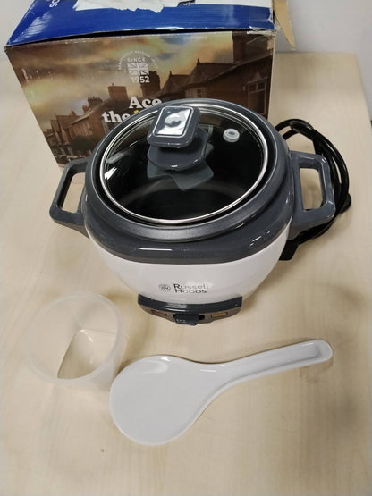 288403 - Russell Hobbs Mini-tenxhere Orizi 0.4L, Funksion Mbajtjeje Ngrohtë, Tenxhere Gatimi Jo-ngjitëse, Lugë Orizi dhe Filxhan Matës, 27020-56