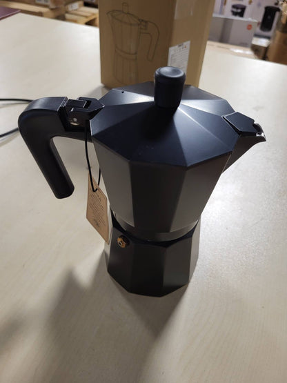 288417 - VINATO Makinë për Espresso prej alumini, për 6 Filxhanë, me Valvul Sigurie, e zezë