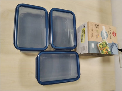 288418 - EMSA Set enësh ekologjike për ruajtjen e ushqimit, 3 pjesë, 0.8 L, pa BPA, blu