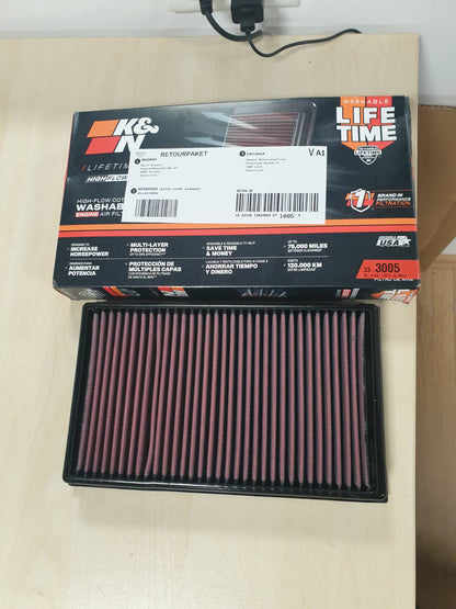 288517 - K&N 33-3005 Filtër ajri zëvendësues 2012-2024 për Golf, Tiguan, Passat, Polo, A3, Q2, S3, TT, Ateca, Leon, Laroq, Octavia, larës