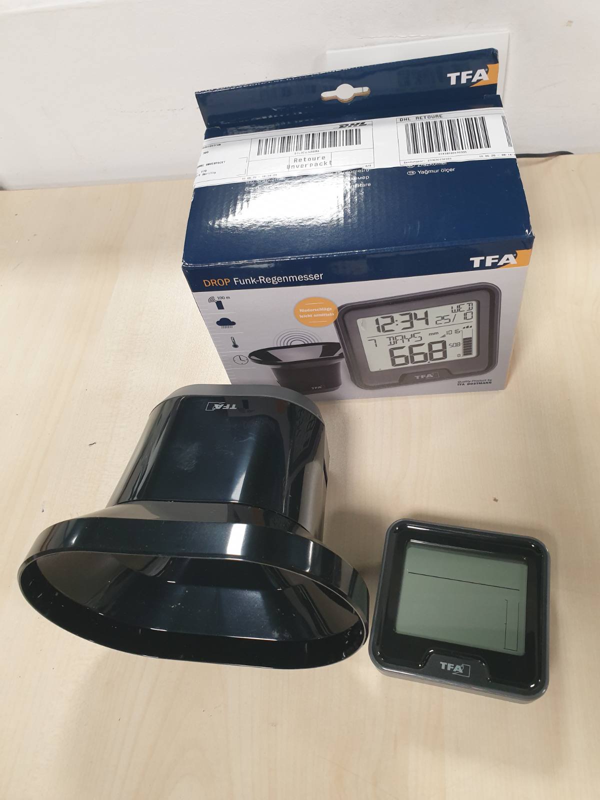 288638 - TFA DOSTMANN Matës shiu pa tel Drop, Matje e lehtë e reshjeve, Transmetim pa tel, Alarm shiu 24 orësh