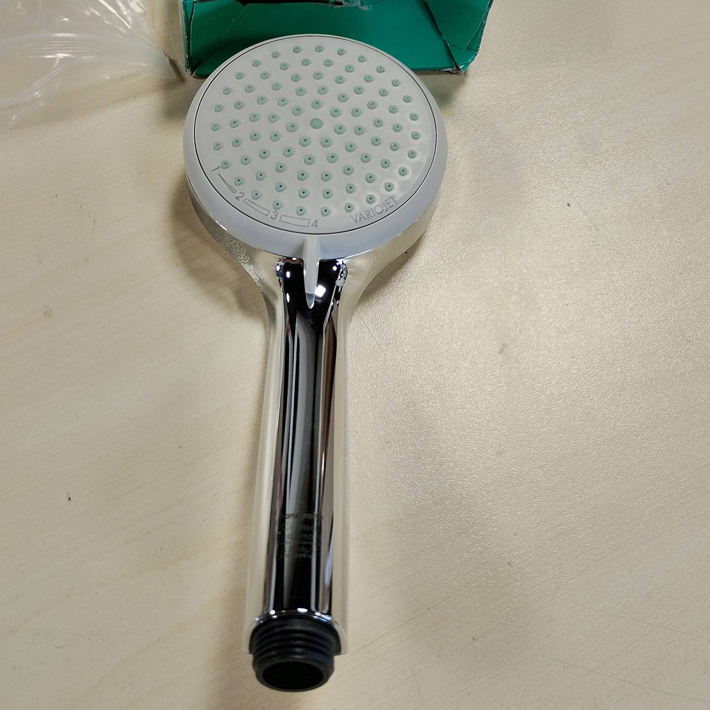 288721 - HANSGROHE Croma 100 Kokë dushi që kursen ujë me 9 l/min (EcoSmart), dush dore me 4 modele spërkatjeje, kokë dushi e rrumbullakët (diametër 100 mm), krom, 28537000