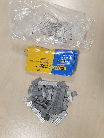 289344 - TACWISE Gozhda të galvanizuara 0393 Tipi 18G / 13 mm, Pako me 5,000, Argjend