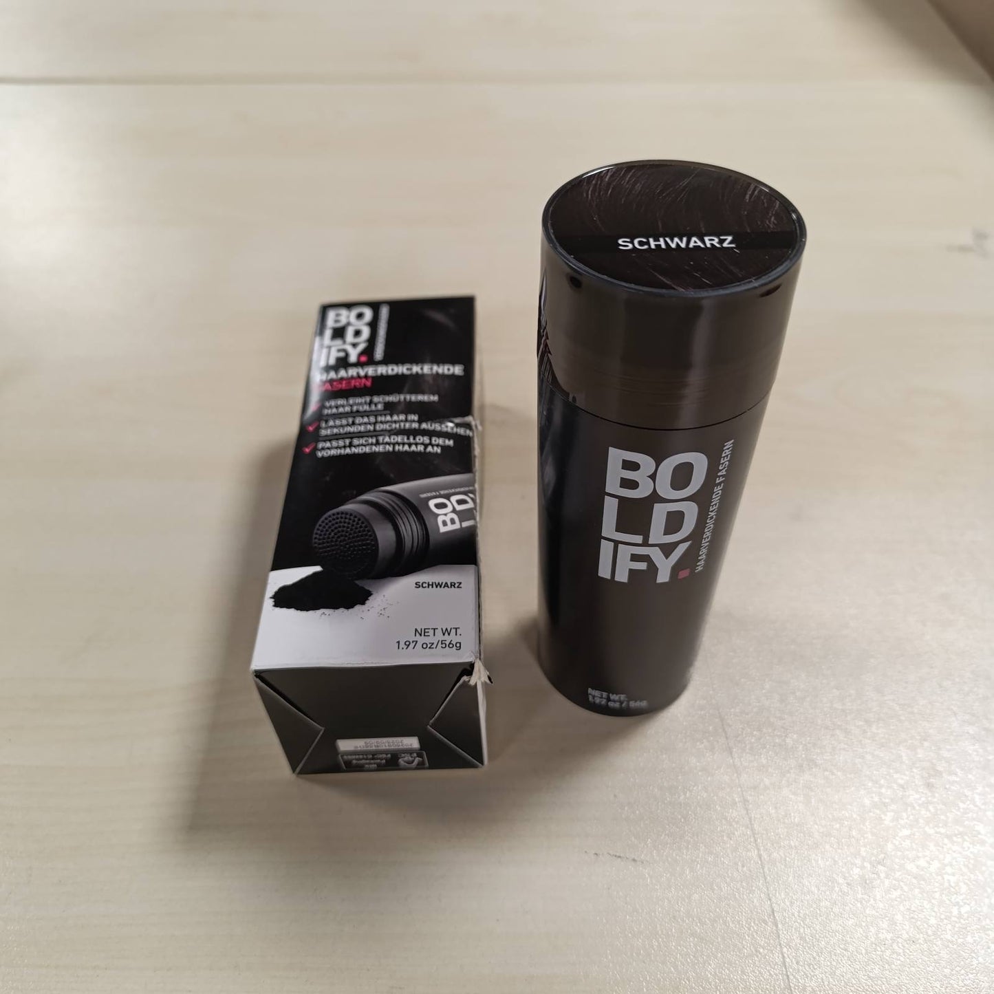289830 - BOLDIFY Fibra flokësh për flokë të hollë, për gra dhe burra, të zeza, 56g
