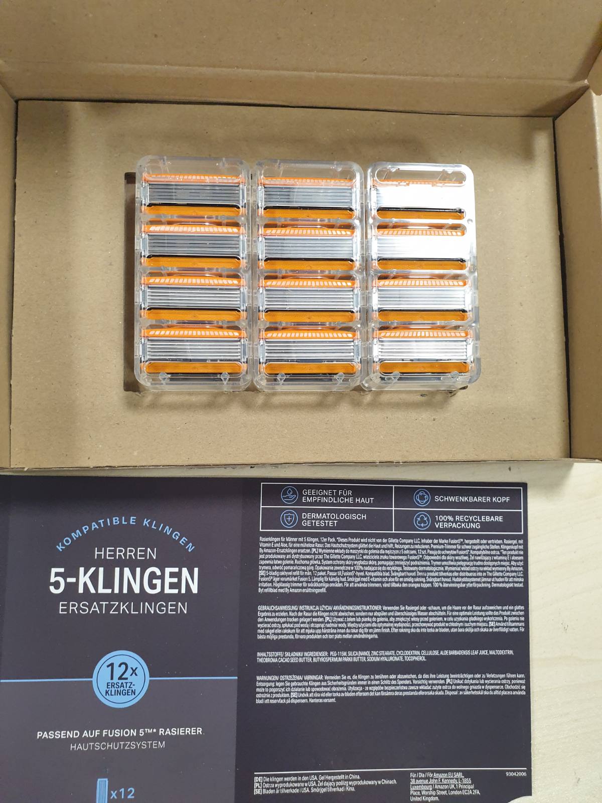290132 - AMAZON Brisqe rroje për meshkuj, përshtatet me Gillette Fusion5, pako me 12 copë
