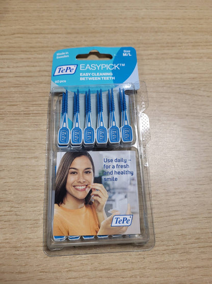 290372 - TePe EasyPick kapëse dhëmbësh, blu, madhësia ML, 60 copë