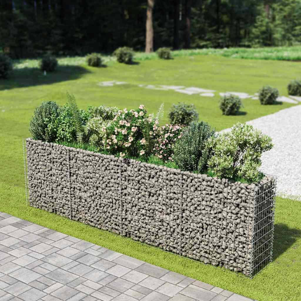291218 - vidaXL Shtretër i Ngritur me Gabion, Çelik i Galvanizuar 360x50x100 cm