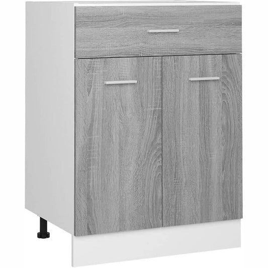 291406 - VidaXL Dollap i poshtëm kuzhine prej druri të përpunuar, gri, 60 x 46 x 81,5