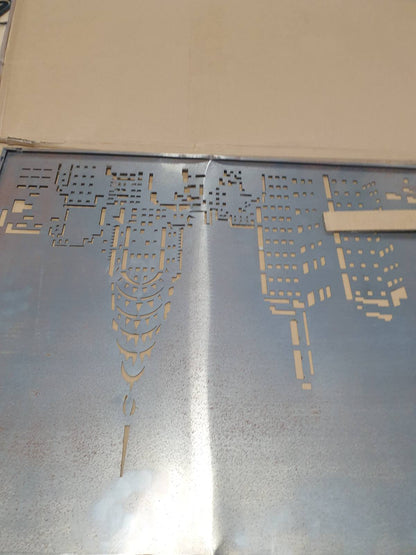 291542 - VIDA XL Dekorim Muri Kopshti 105x55 cm me Dizajn Çeliku Corten Skyline