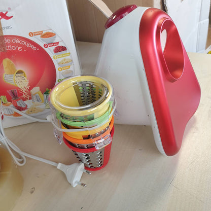 292563 - MOULINEX Fresh Express Plus, Përpunues Elektrik Ushqimi, 150W, E Kuqe Metalike dhe E Bardhë, 5 Shtesa, DJ756G, 200 Vat