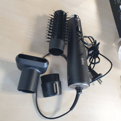 292654 - BRAUN Furçë me ajër të nxehtë AS4.2, Stilizues i lehtë, motor HTDC 1000W, 3 nivele stilimi, teknologji IONTEC, sipërfaqe sateni e zezë me detaje kromi