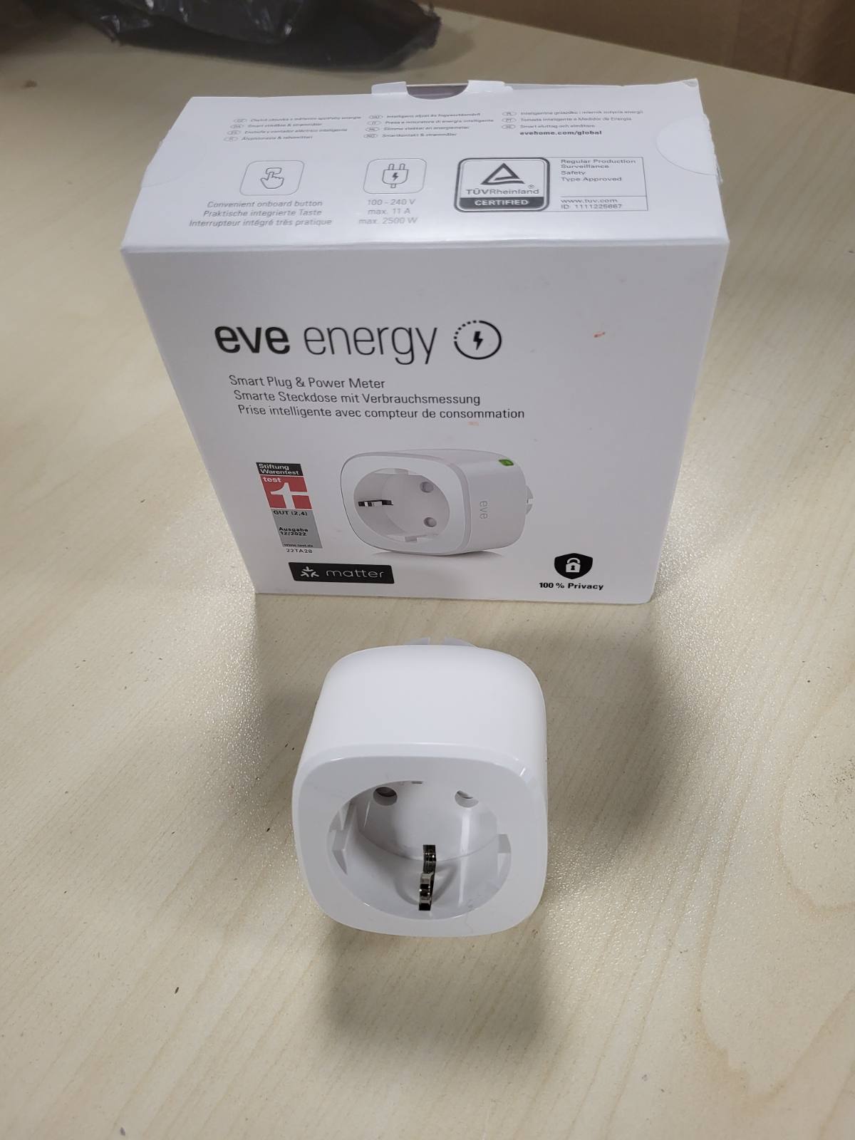 293050 - EVE ENERGY Prizë inteligjente, monitorim energjie, kontroll me aplikacion/zë, çertifikuar TÜV, funksionon me Alexa/Apple/Google/SmartThings/Home Assistant, kërkohet router Thread Border
