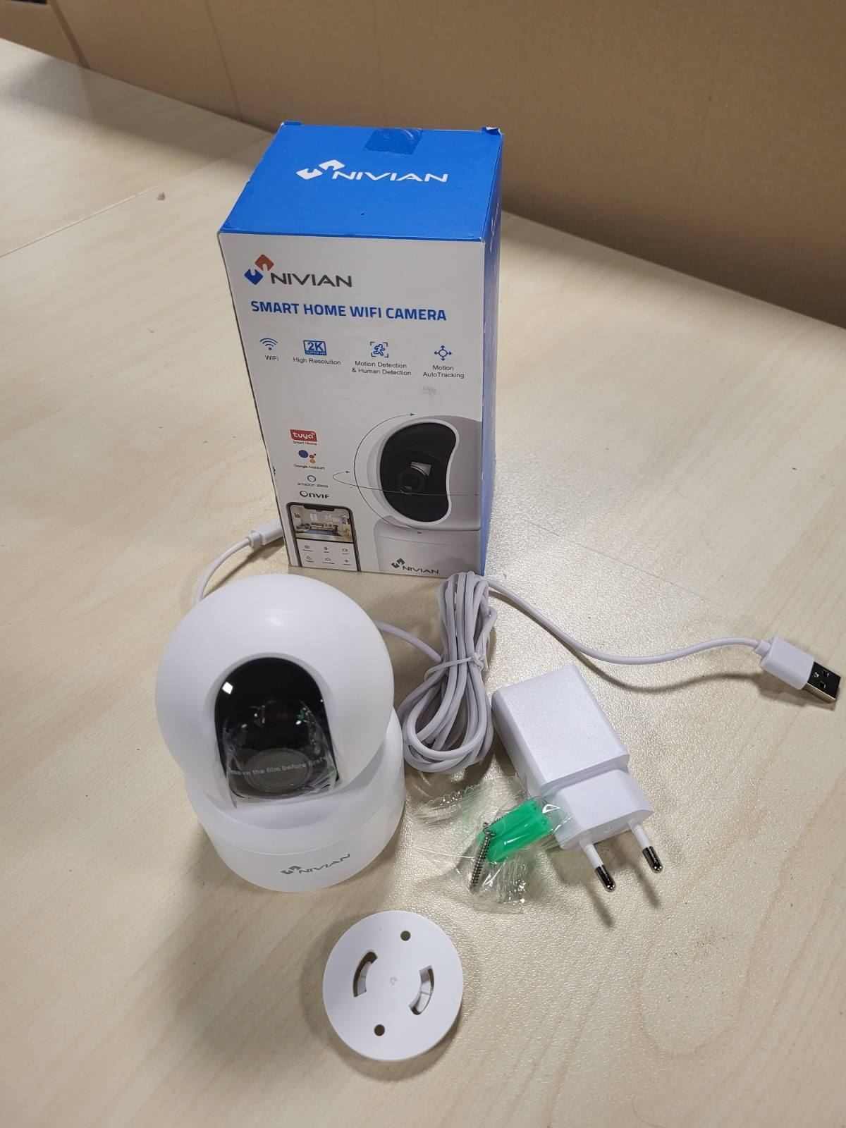 293610 - NIVIAN Kamera Sigurie me Kupolë të Brendshme 360° WiFi, 2K, Audio Dy-kahëshe, Zbulim dhe Ndjekje Automatike e Njeriut