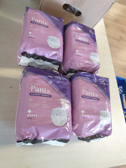 294083 - AMAZON BASIC CARE Peceta thithëse për femra, Madhësia L, pa aromë, të bardha, 28 copë, 4 pako me nga 7.