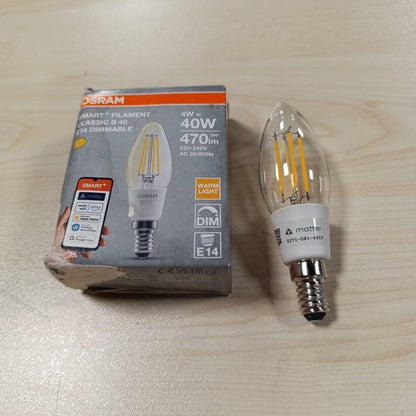 294392 - OSRAM SMART+ MATTER Filament B, llambë LED, 4 W, 470 lm, 2700 K, transparente, e pajtueshme me altoparlantë inteligjentë, me errësim