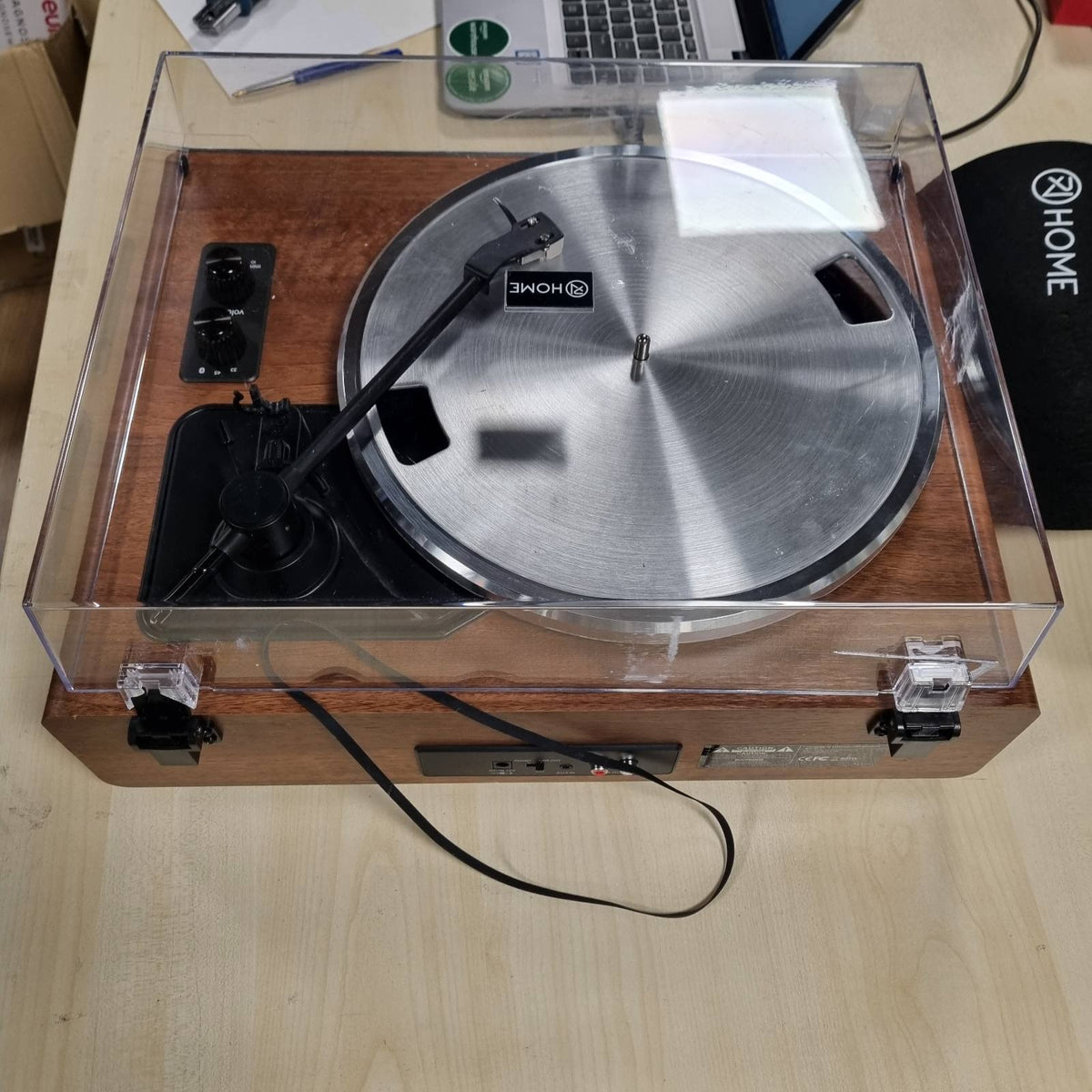 295025 - Gramafon vinili Bluetooth, Gramafon HiFi me Altoparlantë të Integruar, Paraamplifikator Fono, Fishek AT-3600L, 2 Shpejtësi 33/45 RPM, Gramafon Vintage (Arre)